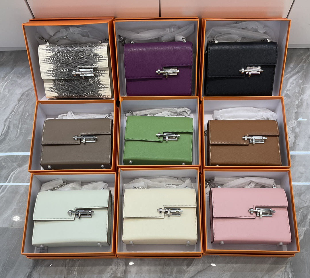 高品质 蜥蜴纹牛皮链条迷你插销包 时髦好搭配气质小方包一件代发