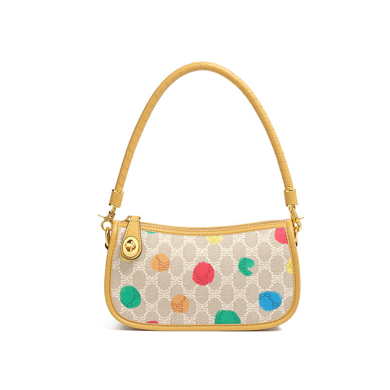 加工定制包包批发时尚撞色老花印花PVC腋下小方包单肩斜挎麻将包