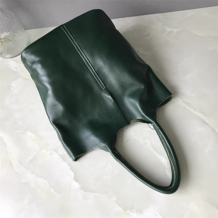 外贸工厂尾货真皮购物袋包慵懒潮托特包大容量通勤单肩腋下女包