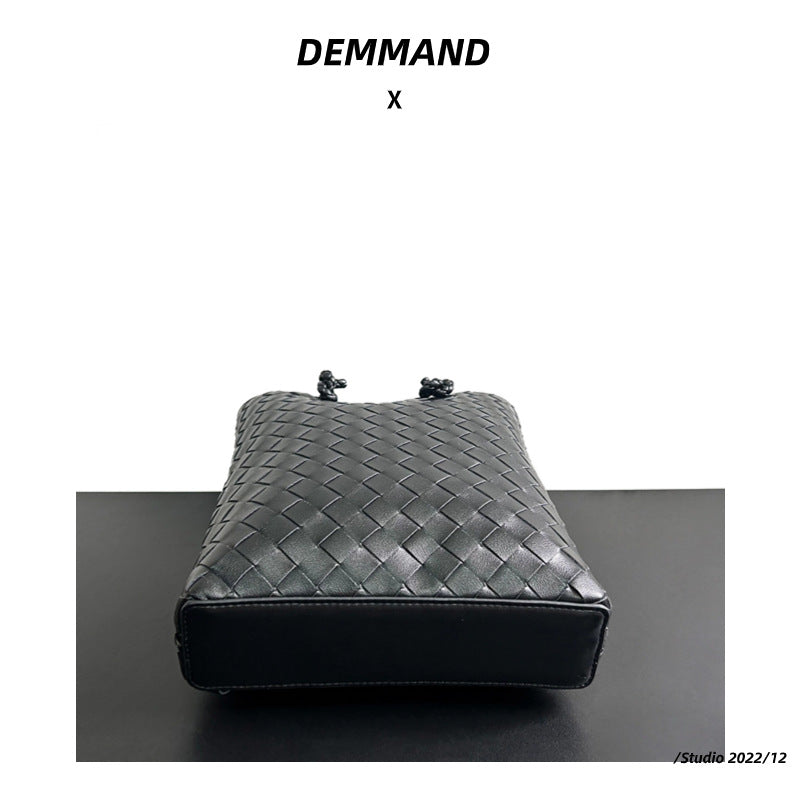 手工编织托特包包2023新款百搭真皮女包大容量女士手提包牛皮大包