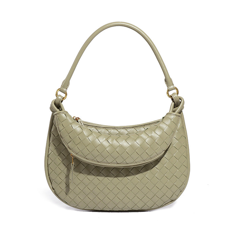 高级感通勤单肩斜跨包个性洋手提月牙包时尚潮流复古编织腋下女包