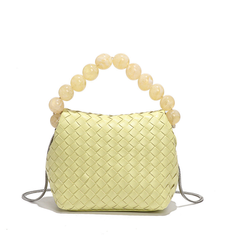 小众设计包包女小清新马卡龙色文艺淑女珍珠提把饭盒包单肩斜挎包