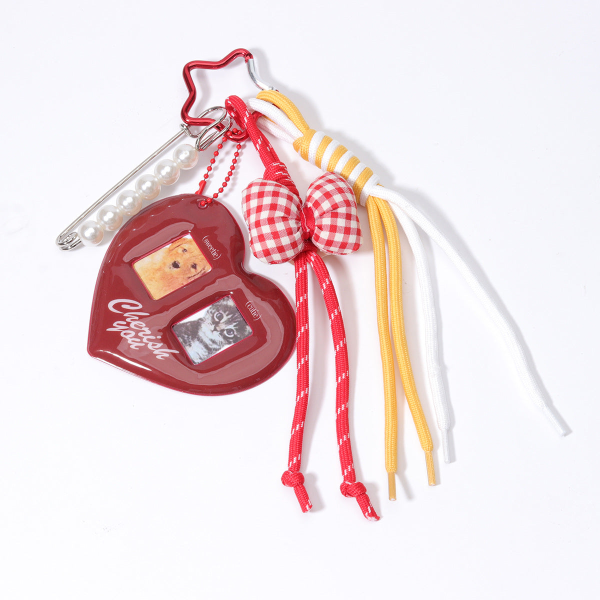 ins红色爱心id小卡证件照爱豆大头贴情侣卡套挂件钥匙扣挂链装饰