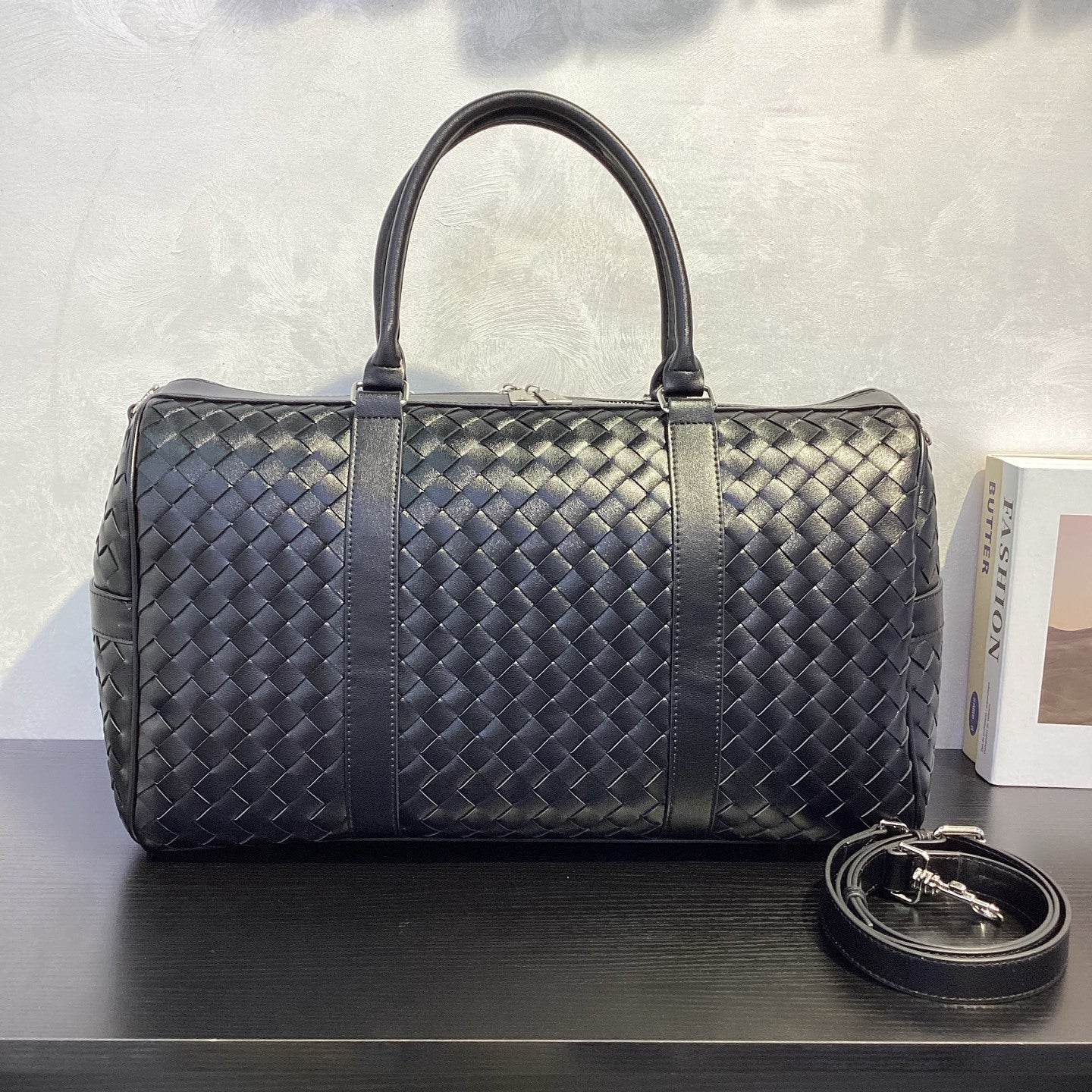 B家明星同款行李包纯手工编织行李袋大容量旅行包时尚手提斜挎包