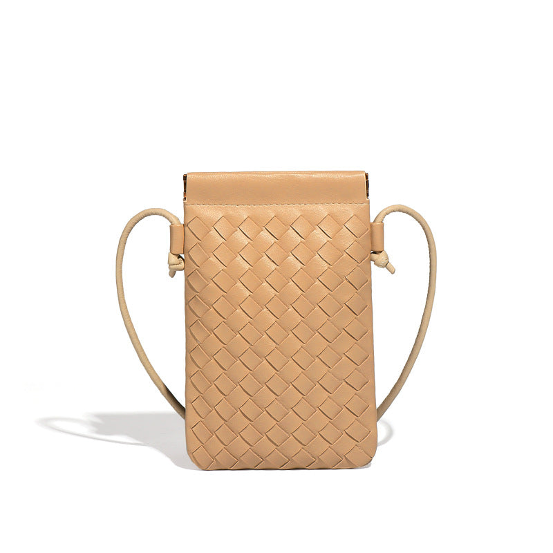 简约时尚新款迷你手机包手工编织包潮流复古小零钱包单肩斜挎女包