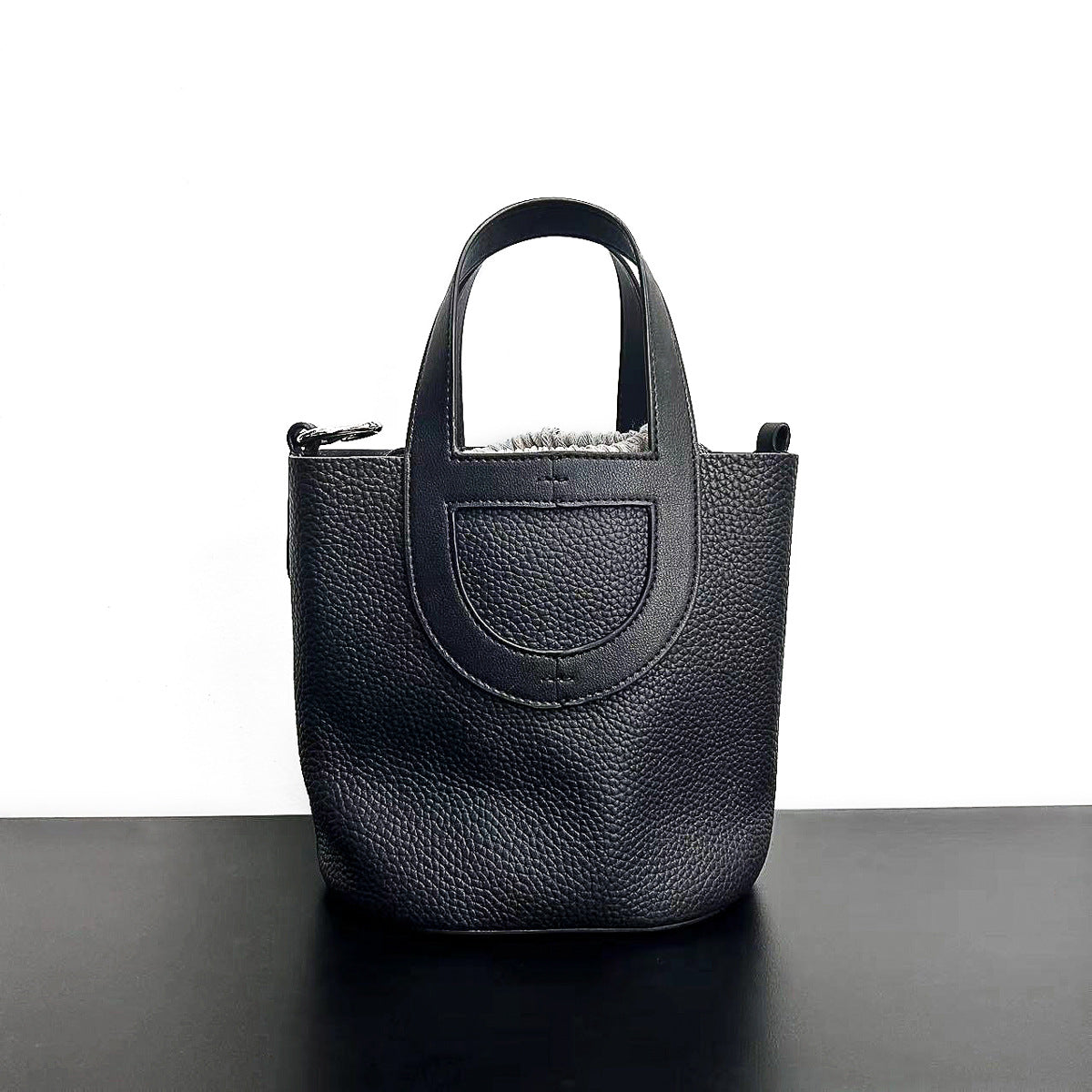 头层牛皮猪鼻子菜篮子包女手提水桶包大容量真皮单肩斜挎包轻奢