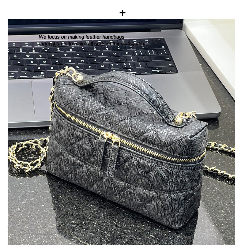 韩版洋气菱格链条手提单肩包女2025新款时尚百搭多功能双肩包女包