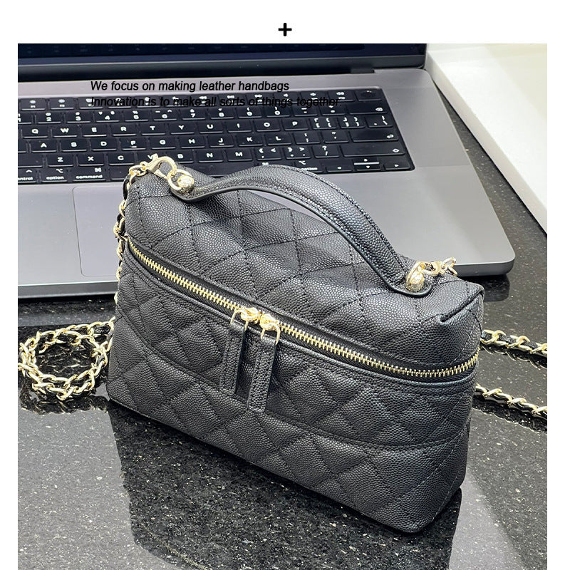 韩版洋气菱格链条手提单肩包女2025新款时尚百搭多功能双肩包女包