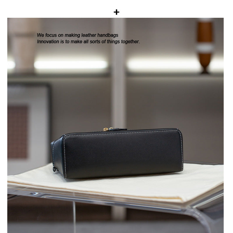 2025夏季款包包百搭牛皮lp饭盒包小众高级感真皮女包跨境斜挎包