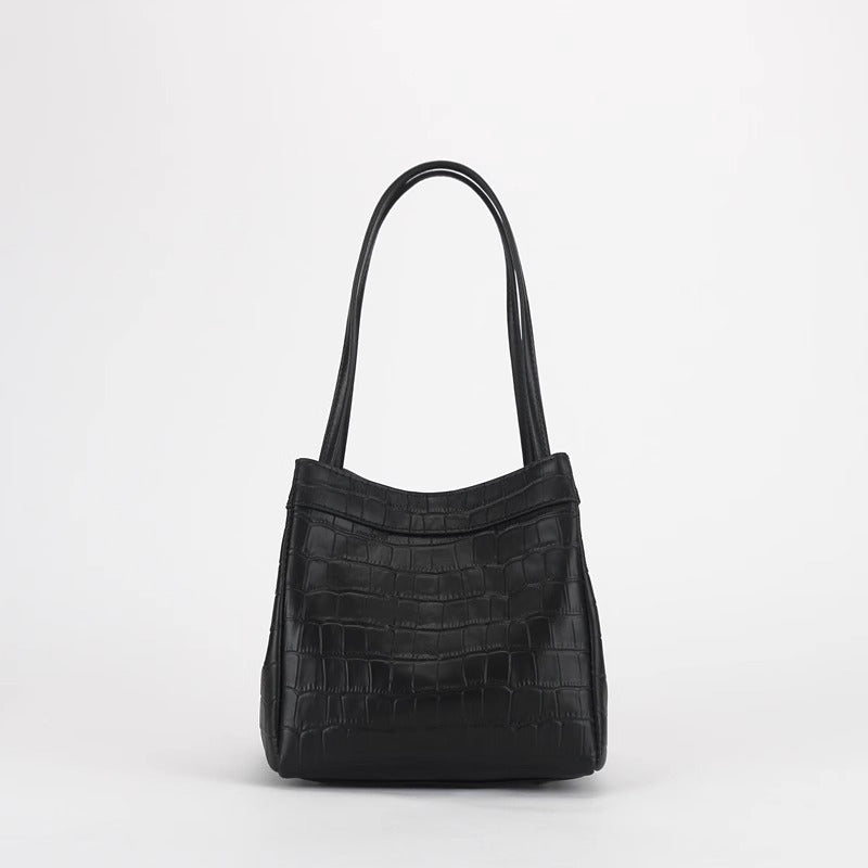 新中式国风晕染菜篮子包牛皮绸缎锦囊包手提包女单肩斜挎包水桶包