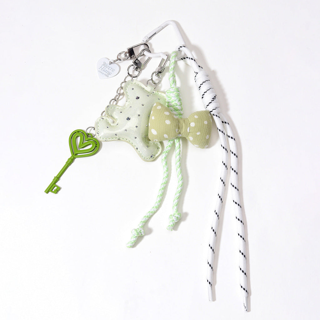 包饰工厂原创配搭PU皮革钻皮小熊包包挂件爱心金属钥匙蝴蝶结定制