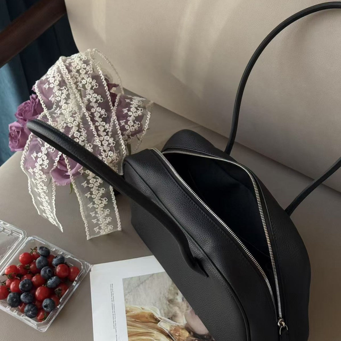 2025新款韩版小众设计头层牛皮波士顿通勤包单肩包斜挎包