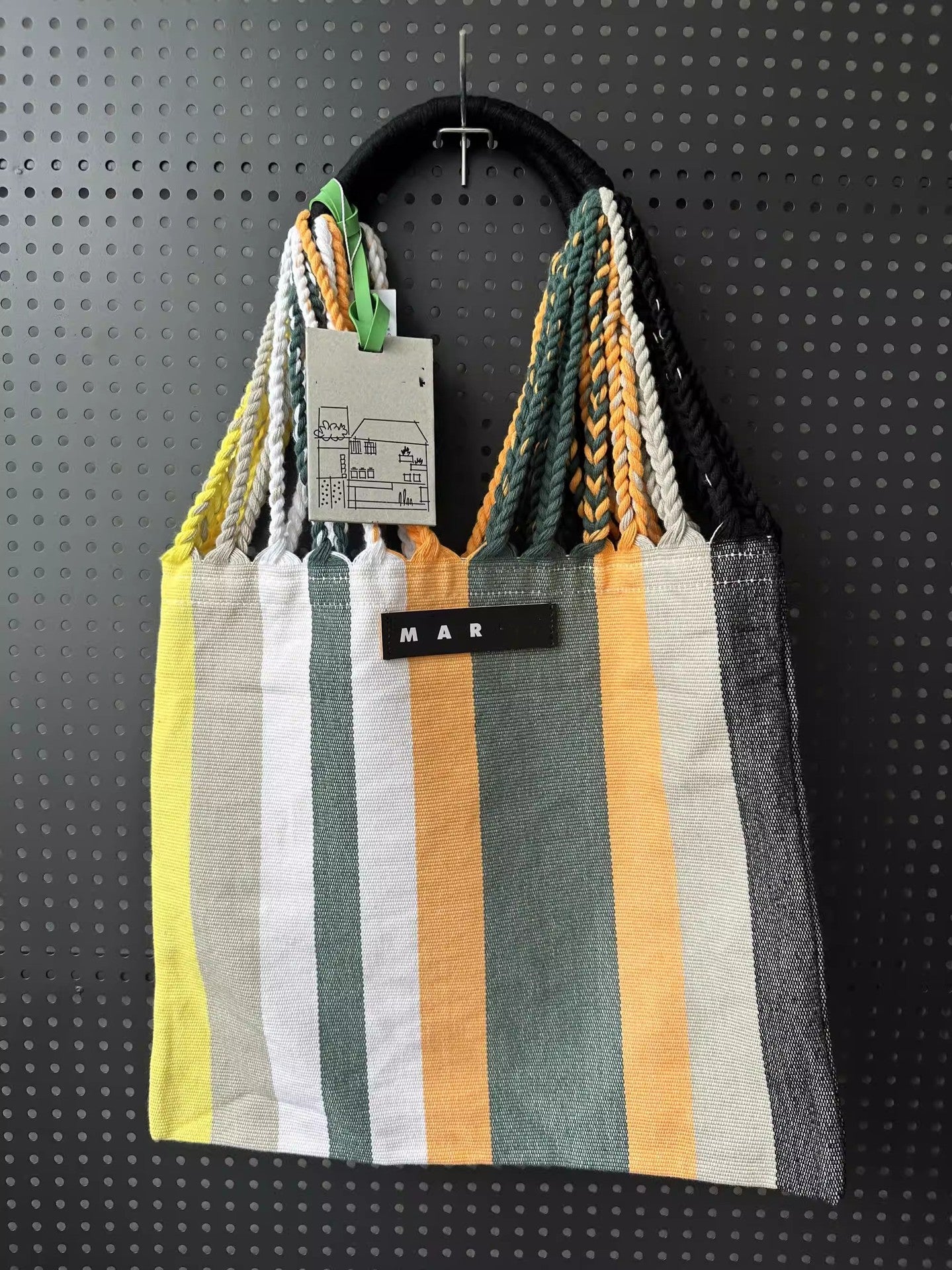 玛尼帆布吊床包针织条纹编织包大容量购物袋休闲单肩手提托特女包