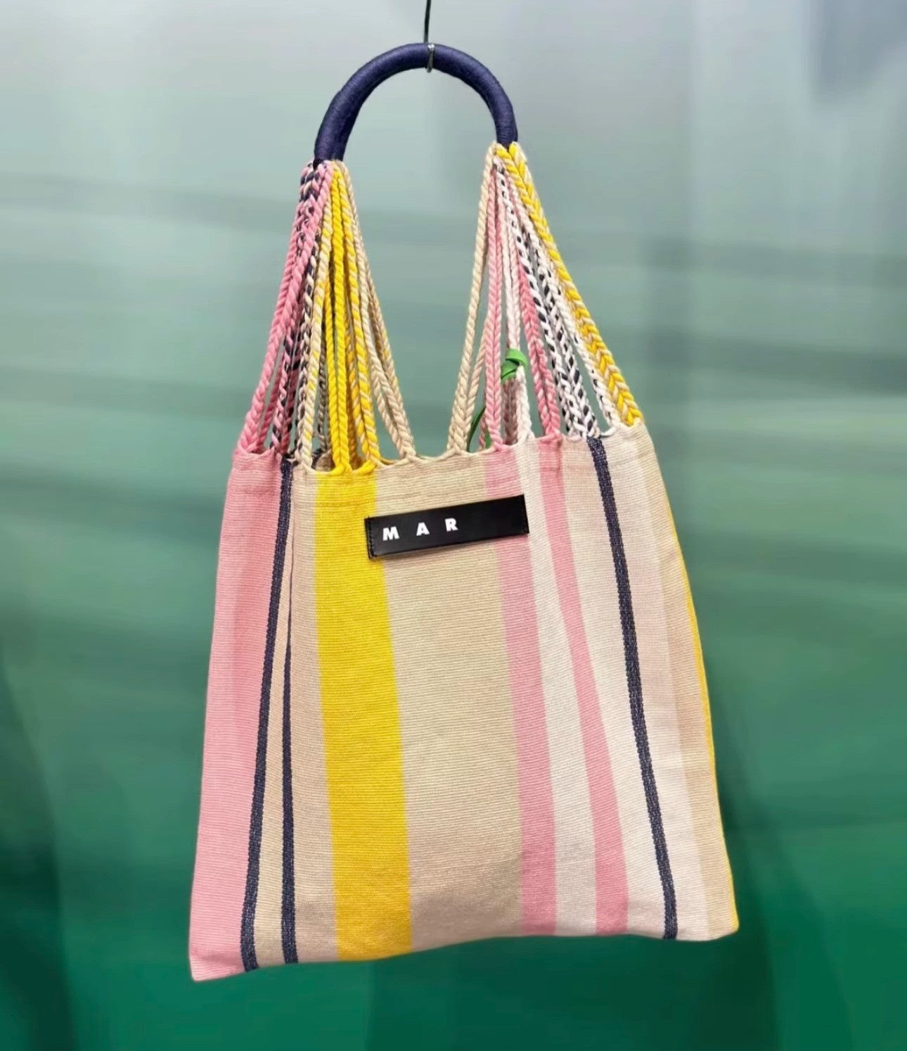 玛尼帆布吊床包针织条纹编织包大容量购物袋休闲单肩手提托特女包