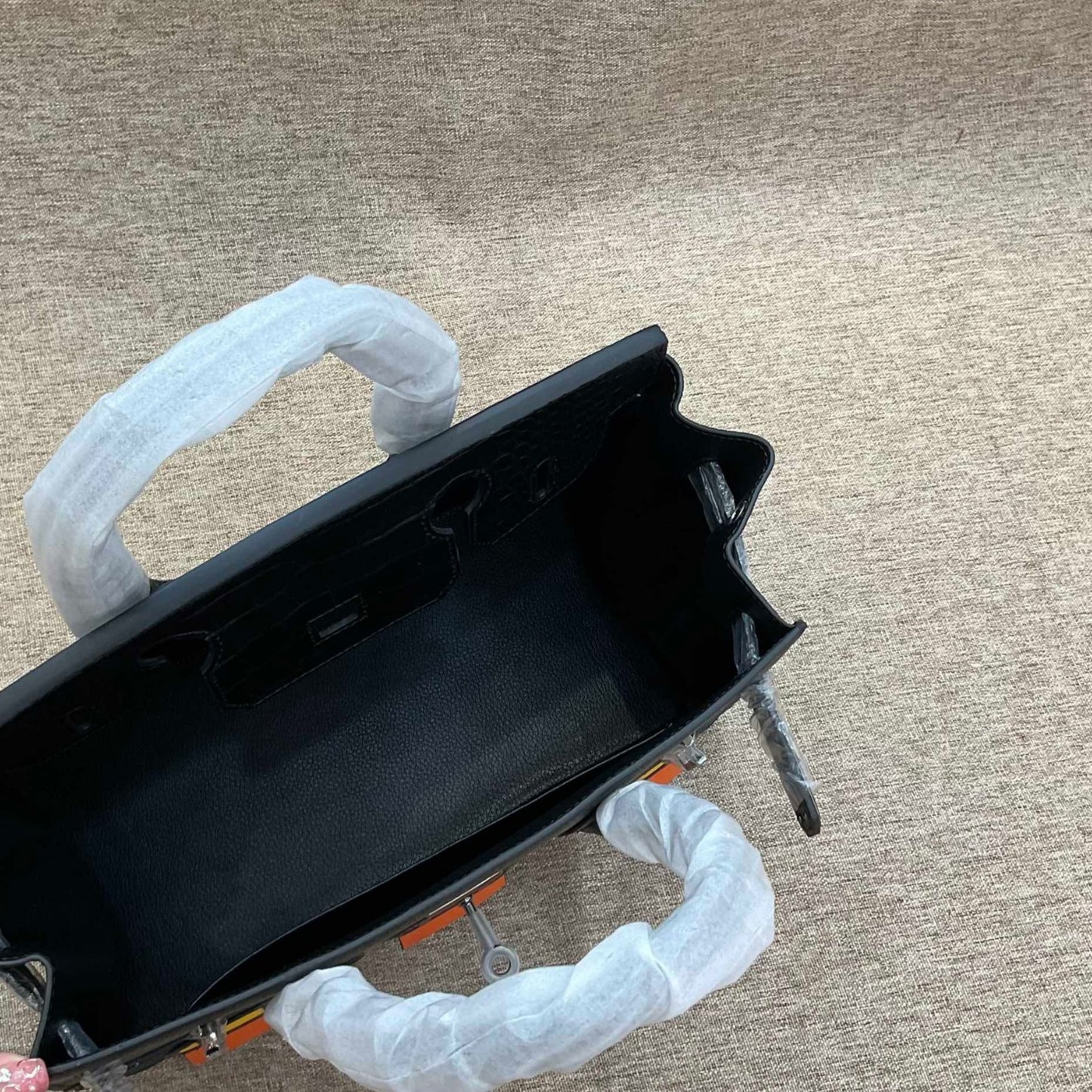 2024真皮手掌纹拼鳄鱼纹牛皮小房子包铂金包时尚拼色手提斜跨女包