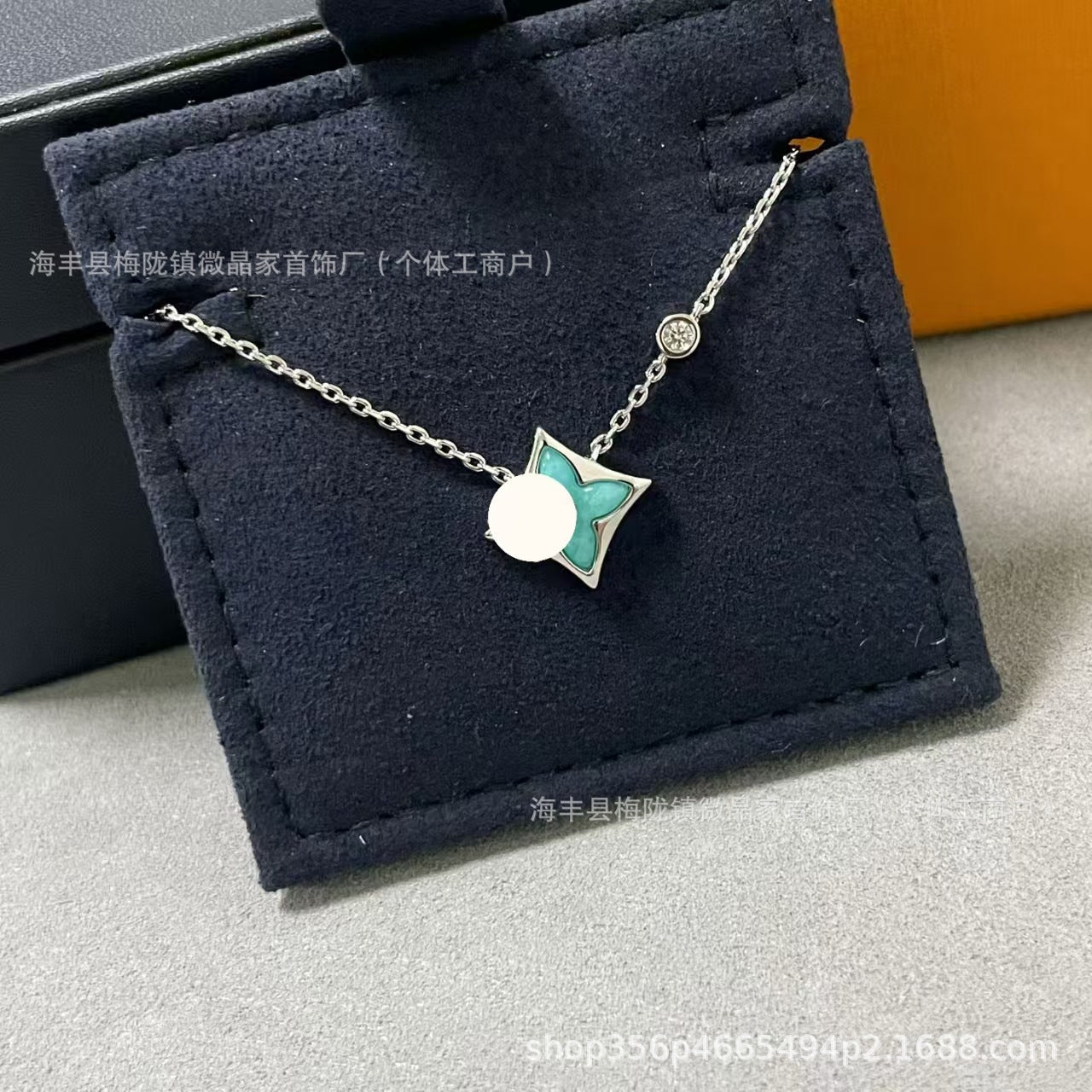 高版驴家老花白贝母手链菱形贝母天河石项链S925银镀18K玫瑰金