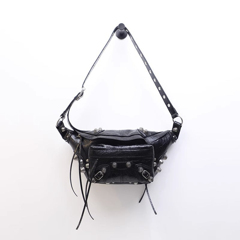 b家ins风机车包夏天包包斜挎腰包小众百搭真皮女式胸包女潮 代发