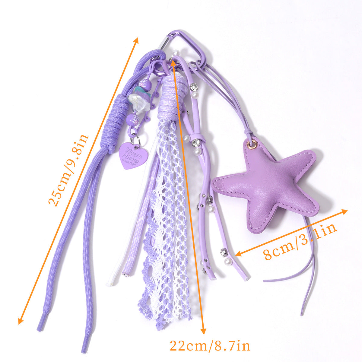 跨境热销立体油画韩国胶串珠包包挂件皮五角星百搭挂饰钥匙扣皮绳