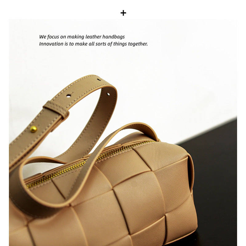 腰包真皮女包编织包包2022新款单肩斜挎胸包女简约时尚轻奢