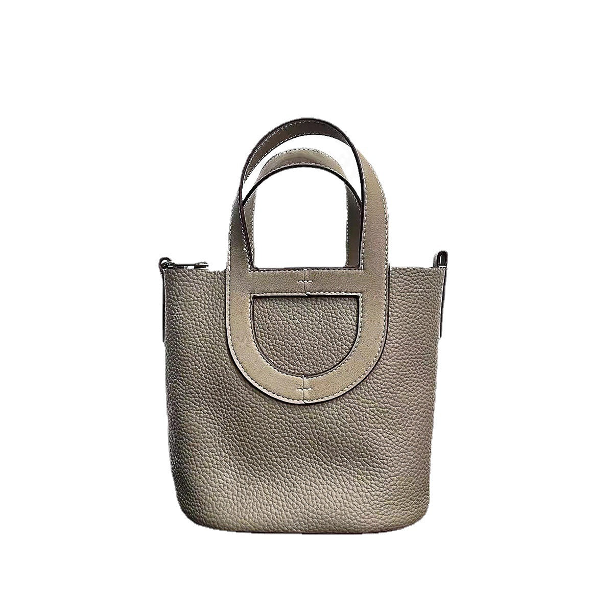 头层牛皮猪鼻子菜篮子包女手提水桶包大容量真皮单肩斜挎包轻奢