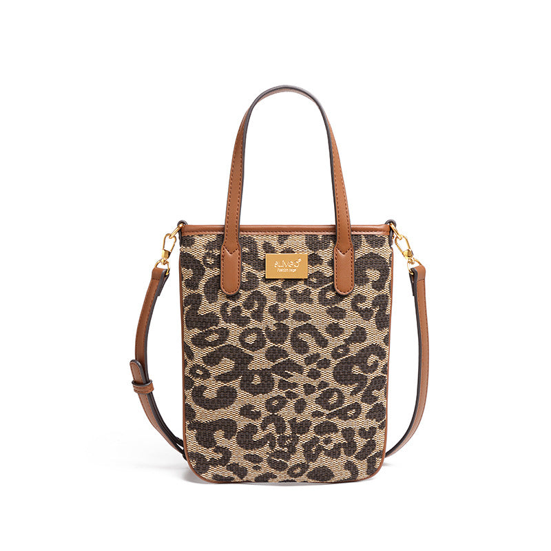 跨境风潮复古豹纹托特包时尚手提女包休闲单肩斜挎包大容量水桶包