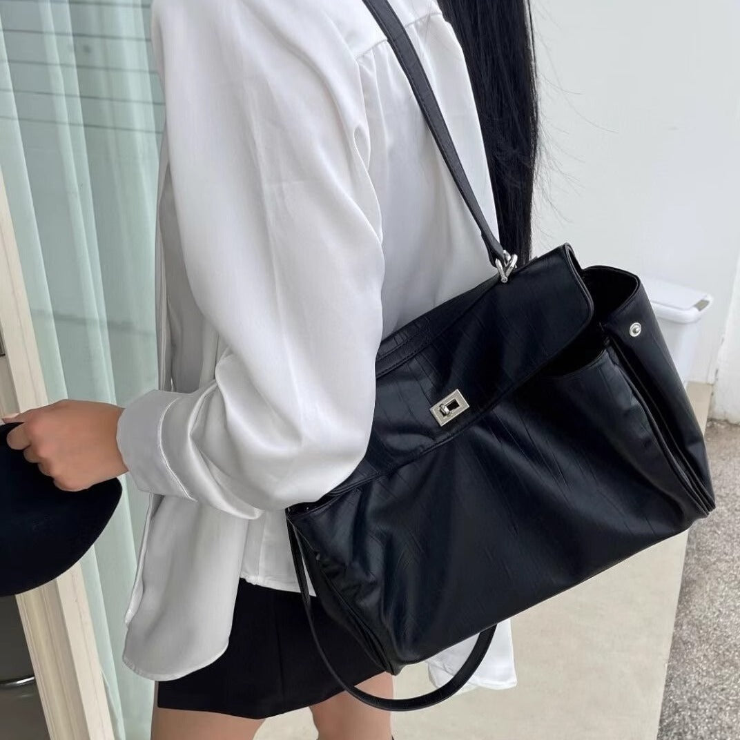 百搭高级感鳄鱼纹腋下凯莉包包女大容量拖特手提斜挎包一件代发