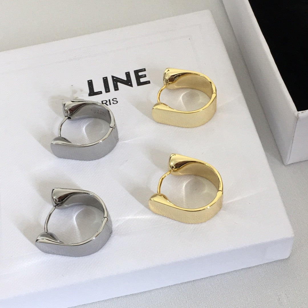 Celi家22新款U形耳环女高级感气质光面镀金港风气质耳扣