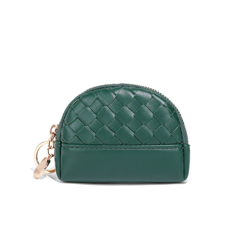 2025新款女包手工编织女钱包简约零钱包钱夹PU皮革小拉链化妆包包