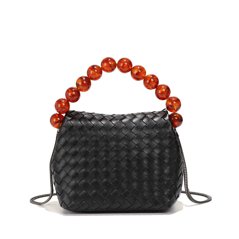 小众设计包包女小清新马卡龙色文艺淑女珍珠提把饭盒包单肩斜挎包