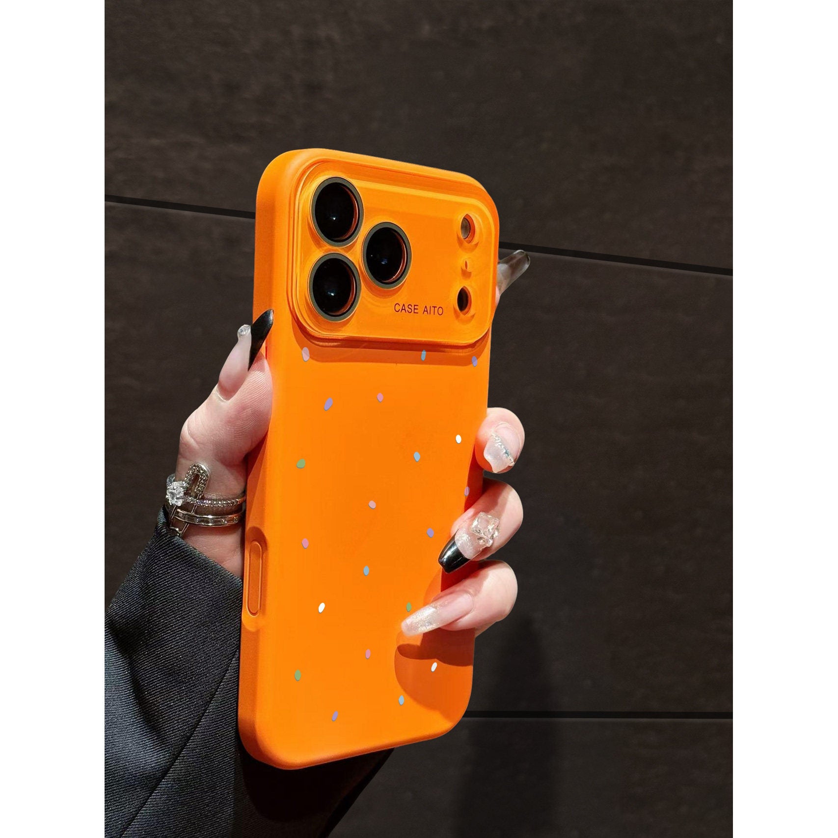 跨境彩色波点液态大视窗适用苹果17Promax手机壳简约iPhone16软套
