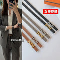 1.3猪鼻子细腰带女士真皮牛皮高级感时尚百搭简约皮带大牌裤带