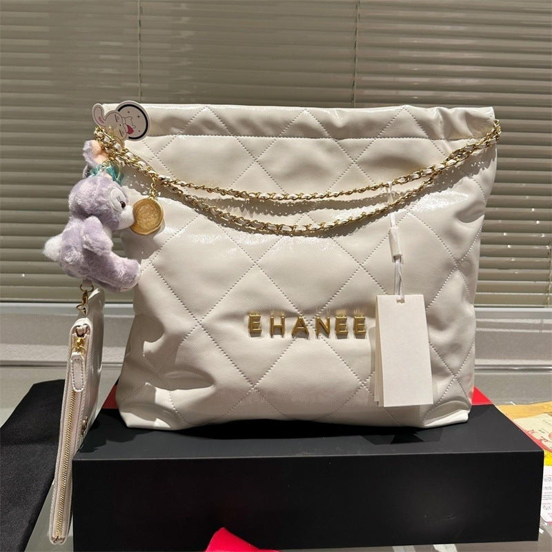 小香风菱格链条包包女2024新款春mini垃圾袋包通勤斜挎迷你托特包