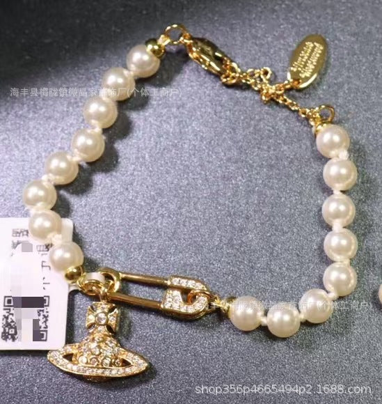 高版本西太后土星珍珠项链女薇薇安经典回形针土星珍珠链工厂直销