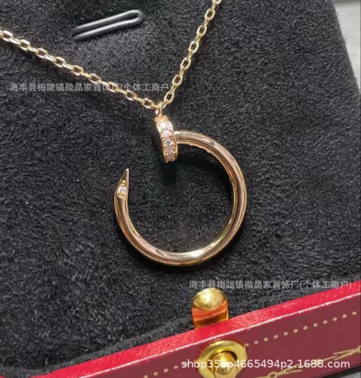 高版本卡家满钻钉子项链女潮流轻奢名媛同款高级感锁骨链厂家直销