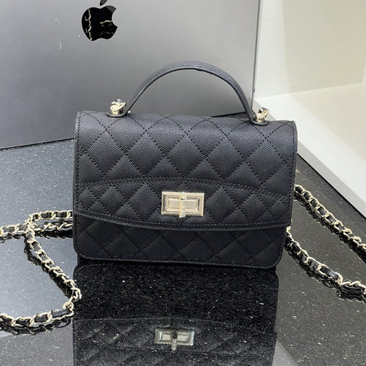 2025C新款真皮小香风鱼子酱菱格双肩背包时尚百搭三用单肩斜挎包