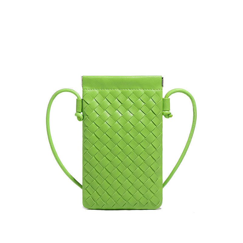 设计感竖款编织手机包定制时尚小包斜挎零钱包mini钥匙卡包单肩包
