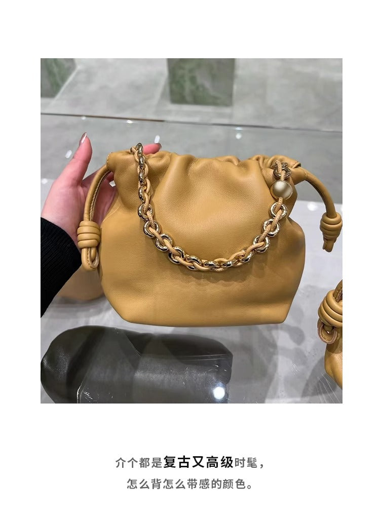 高品质Flamenco云朵包抽绳福袋包头层羊皮腋下包斜挎单肩包女包