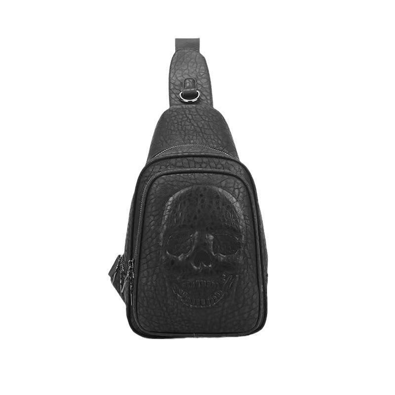 欧美街头流浪 潮酷骷髅胸包 跨境新款个性朋克包大容量单肩包腰包