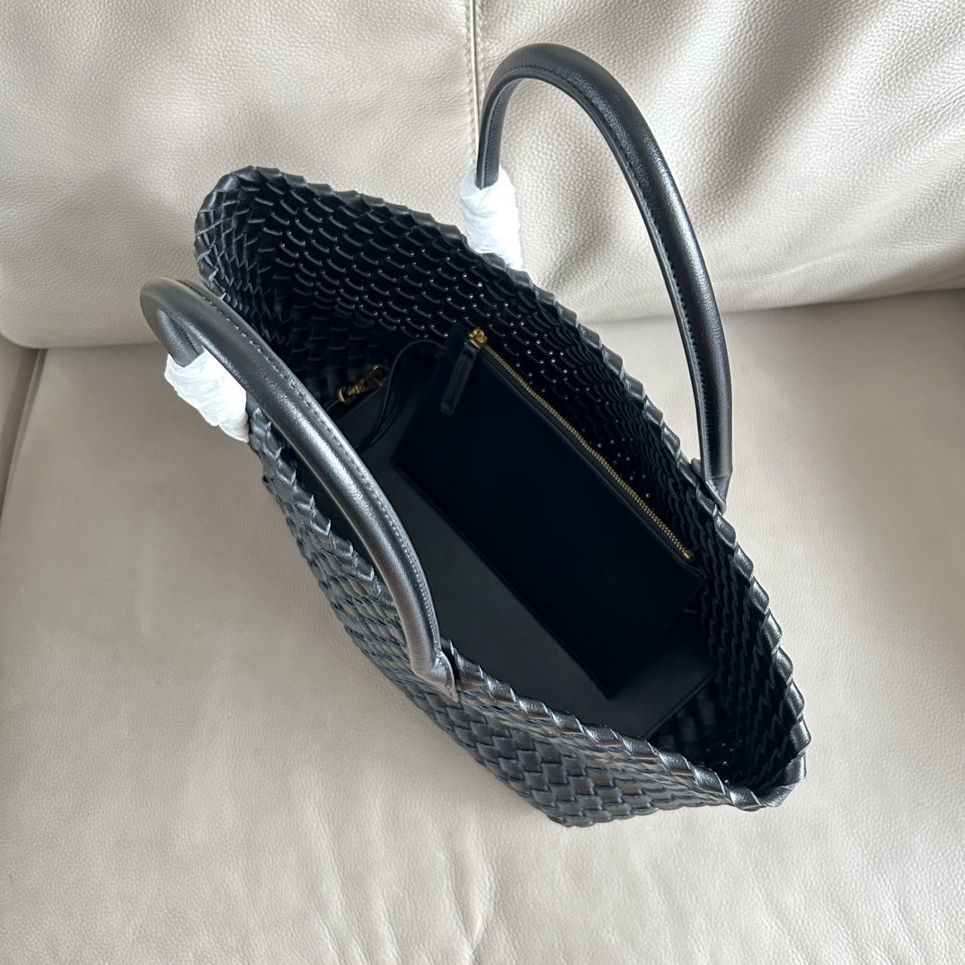 2024新款潮流时尚购物男女包编织手提单肩包菜篮子大容量托特包包