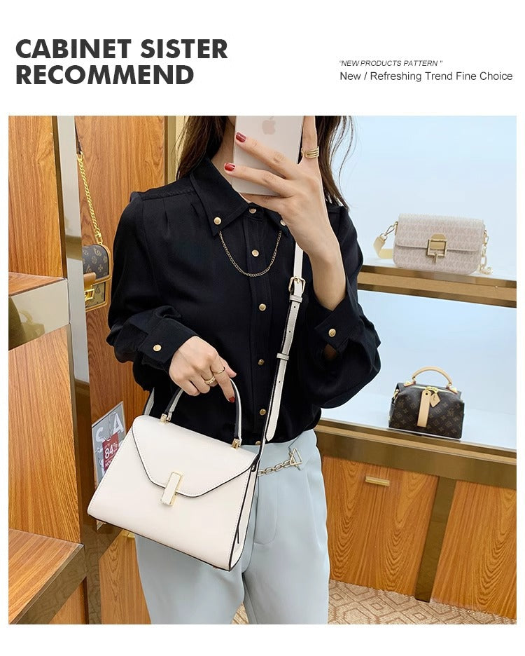 2024新款高级感真皮凯莉包手提女包倪妮朱锁锁同款单肩斜挎小方包