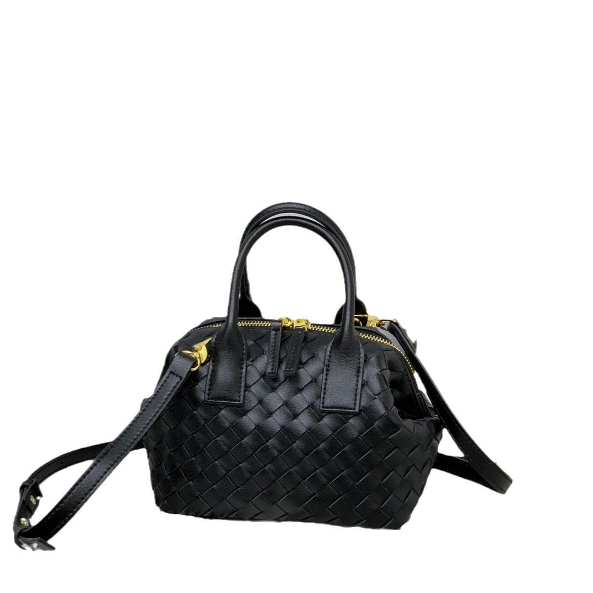 包包女2024新款真皮手工编织保龄球包女斜挎单肩小众波士顿手提包