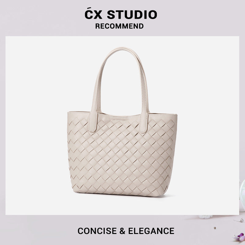 2025新款韩版菜篮子编织女包托特包大容量两件套子母包女士手提包