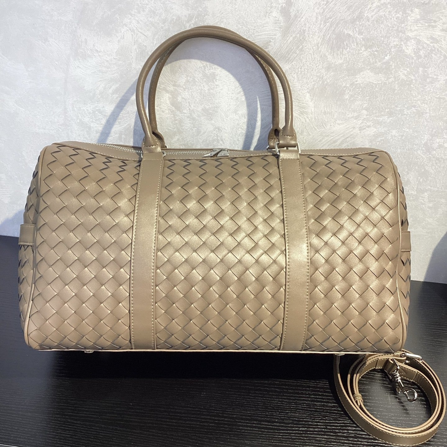 B家明星同款行李包纯手工编织行李袋大容量旅行包时尚手提斜挎包