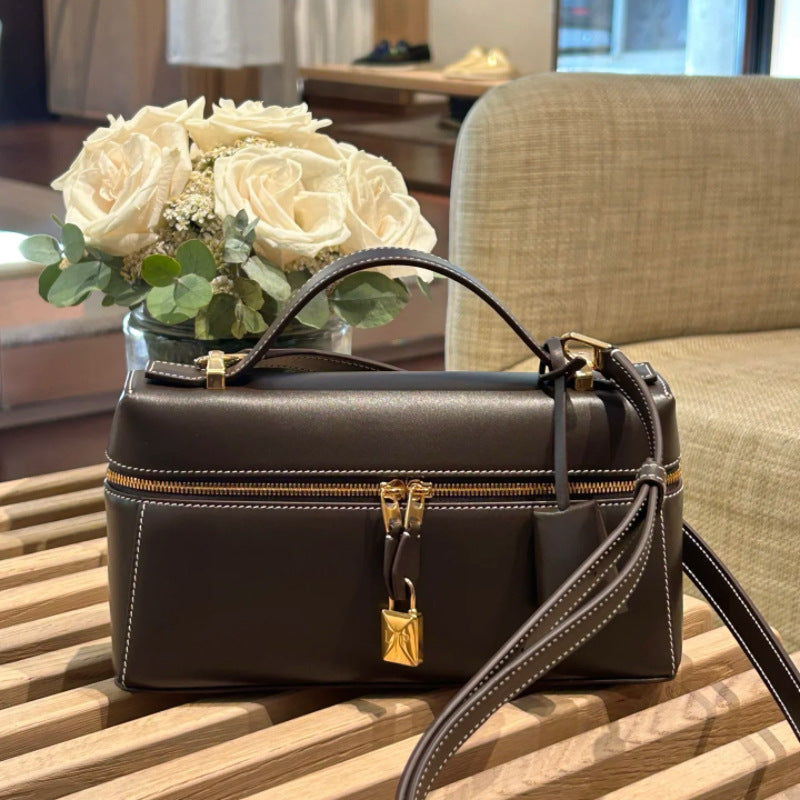 LP19饭盒包女2025新款高级感牛皮手提真皮凯莉包单肩斜挎23化妆包