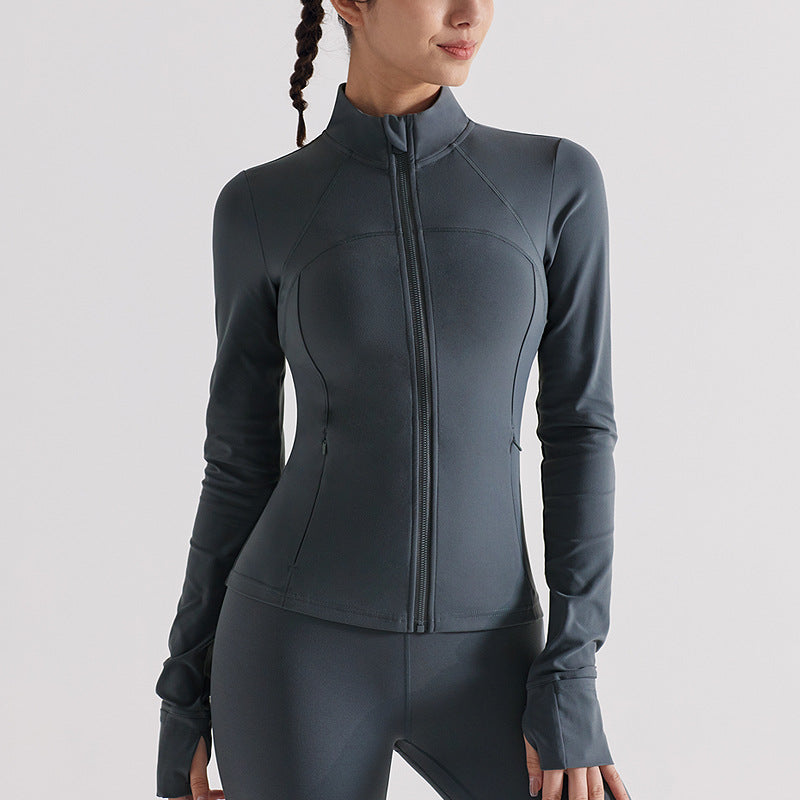 磨毛lulu瑜伽服外套女秋冬运动健身户外跑步训练修身抑菌长袖上衣