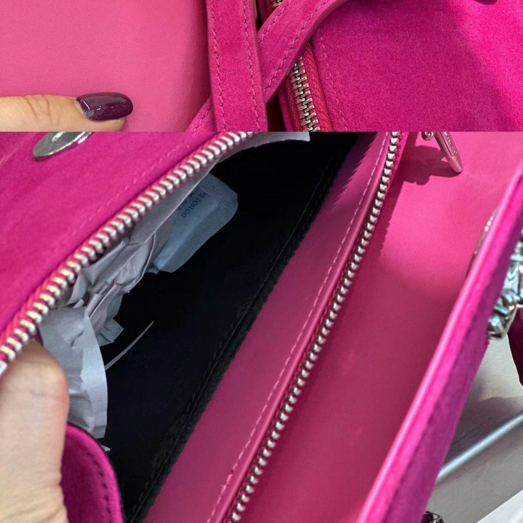 2024夏季新款小众十字架麂皮小方包牛皮手提斜挎包女时尚保龄球包