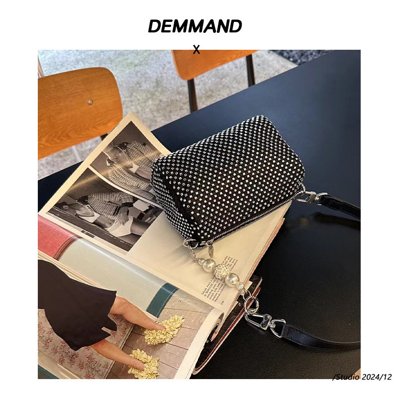 小众满钻水钻包包包女2024新款潮时尚链条腋下包百搭大容量斜挎包