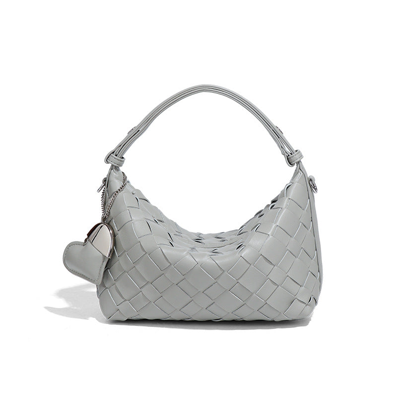 夏季百搭小清新斜跨女包软皮纯色编织包休闲手拎饭盒包单肩腋下包