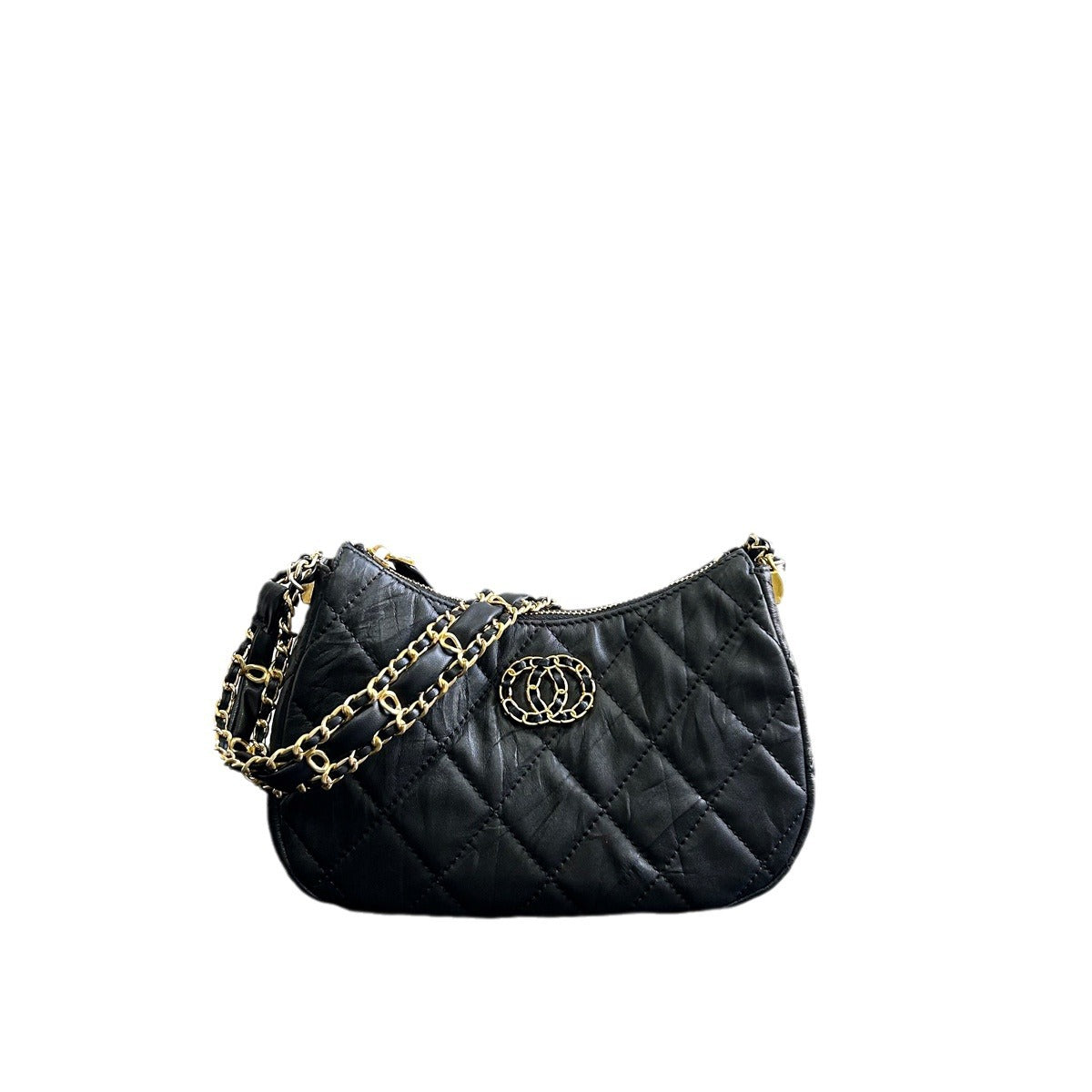 菱格链条斜挎包包女2024新款爆款高级质感小众设计水桶单肩包百搭