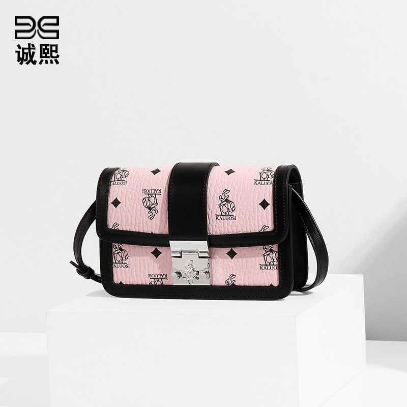 时尚休闲百搭大容量简约小方包上班通勤高级感兔兔单肩斜挎女士包